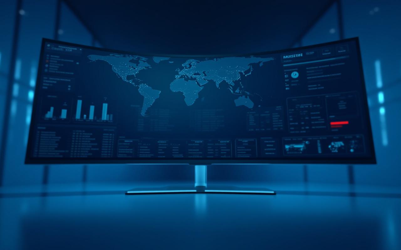 Complex dark-themed logistics dashboard with map and data visualizations