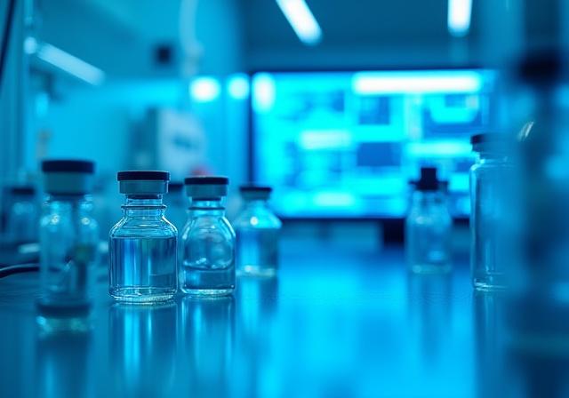 Clinical pharmaceutical laboratory environment with high-tech storage