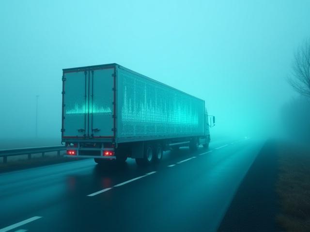 Refrigerated Meeko & Sons truck with data overlay